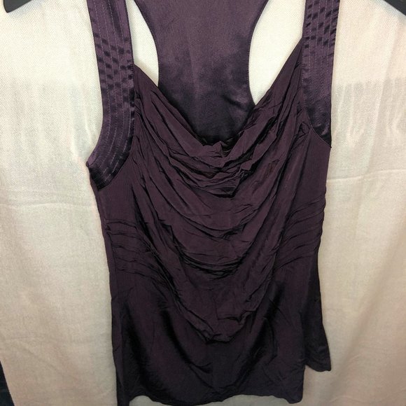 GUESS purple tank top w/ cone neck & ruched front detail - Picture 4 of 5
